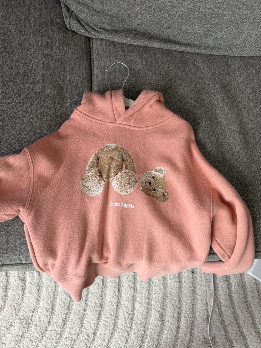 Palm Angels Kids Peach Pink Teddy Hoodie
